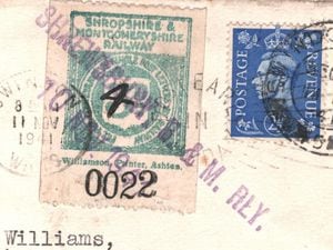 GB WW2 Cover *SHROPSHIRE MONTGOMERYS RAILWAY* Rare 4d/3d Stamp Shrewsbury R143b