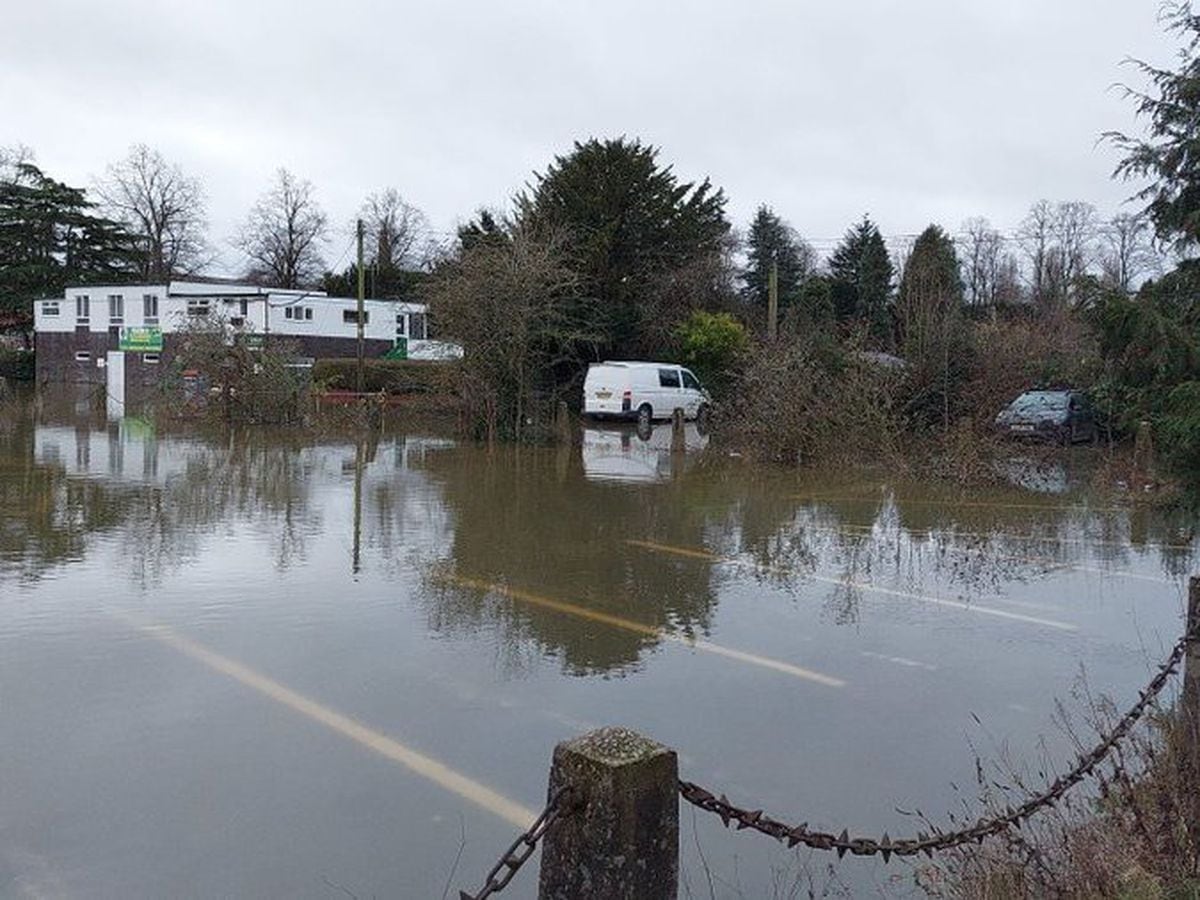 Vehicles trapped in floodwater behind St Julian's Friars car park in Shrewsbury. Picture: Shropshire Council.