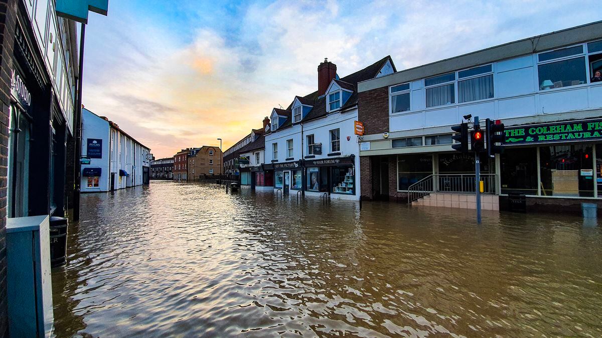 Flooding in Coleham, Shrewsbury. Photo: Owain Betts