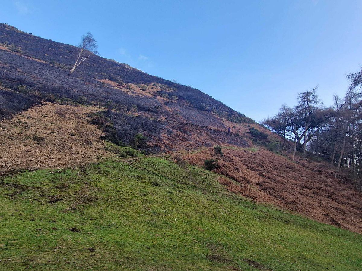 Scorched earth at the scene the next day. Photo: Church Stretton Fire Station.