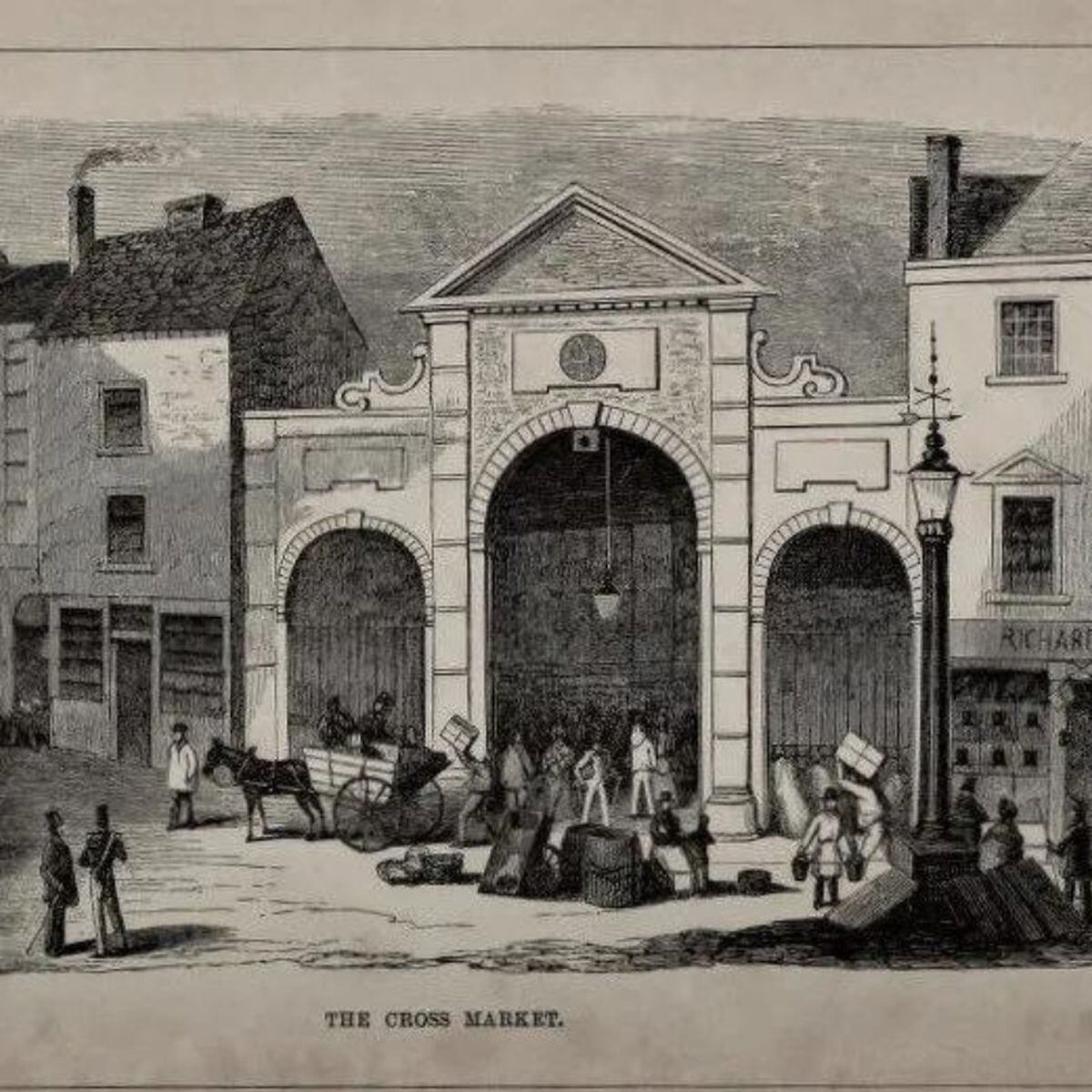 An old print of the Cross Market Hall