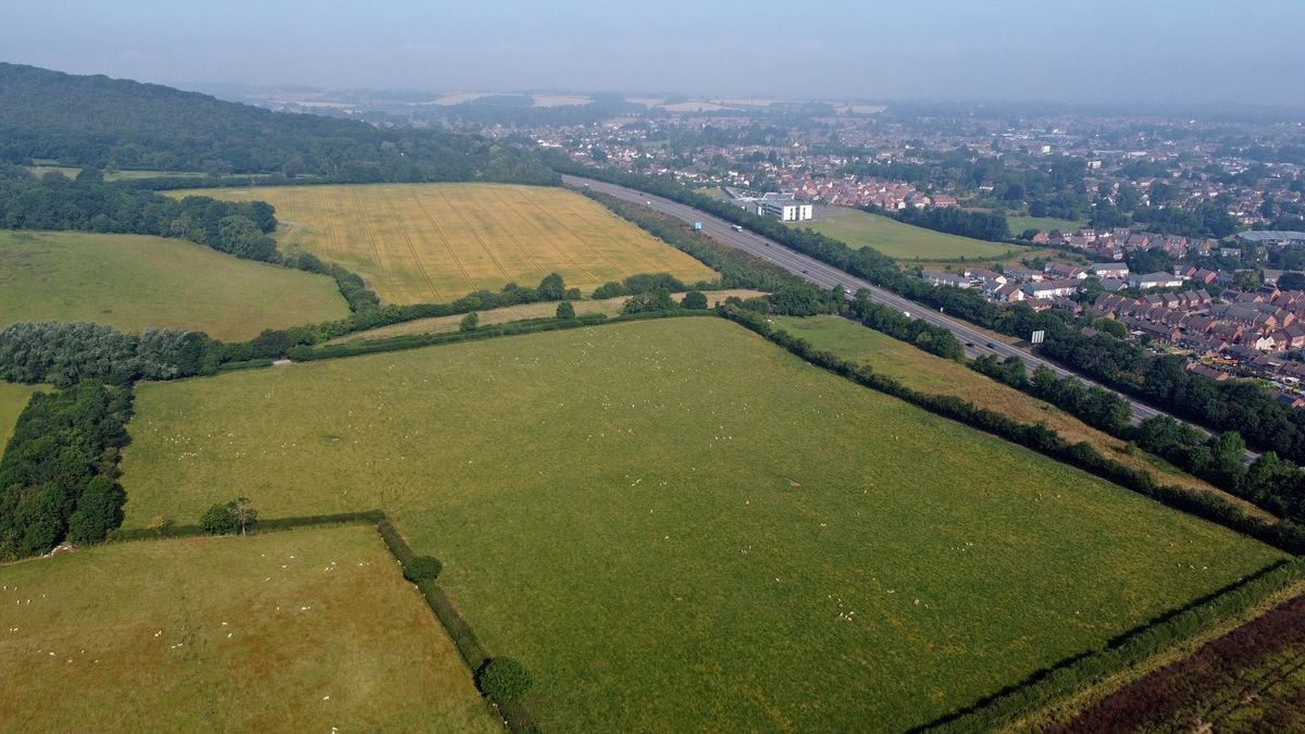 Fields off Limekiln Lane, Wellington, Telford, next to the M54, where Steeraway solar farm is proposed to be built