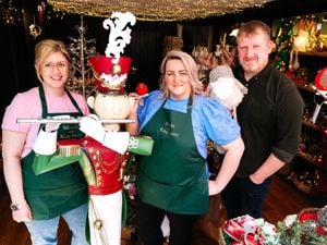 A new Christmas Shop has opened in Ludlow. Pictured from left: Emily Brown, co-owner Kimberley Warren and co-owner Christopher Warren 