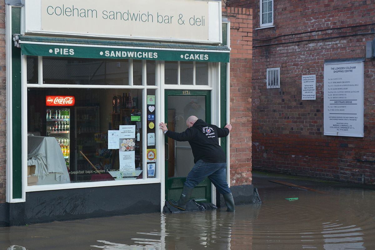 Flooding at Coleham, Shrewsbury. Photo: Julie Bull. 