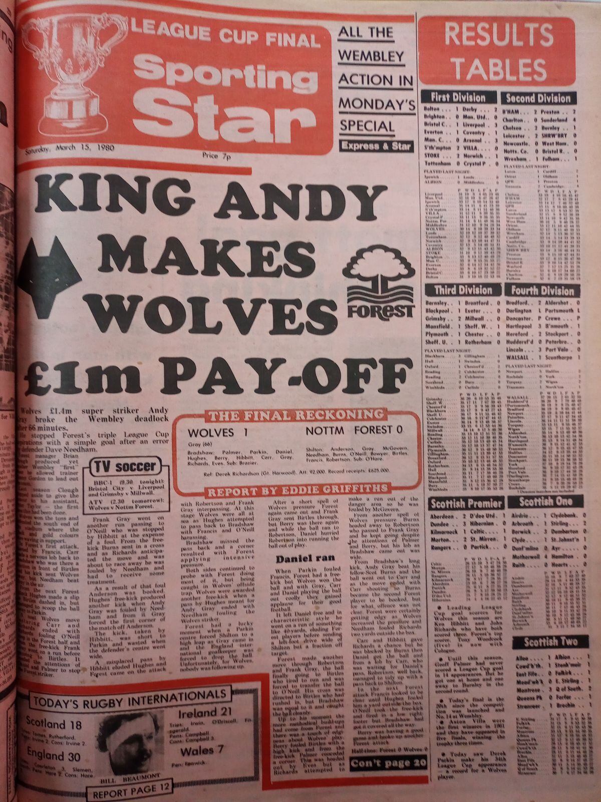 March 15, 1980 - Wolves win League Cup