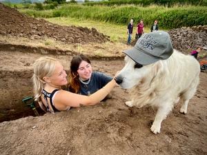 A field school at Soulton Hall in 2021 saw students from Cardiff Uni - and a dog - help discover a 'missing' medieval castle. Picture: Dig Ventures