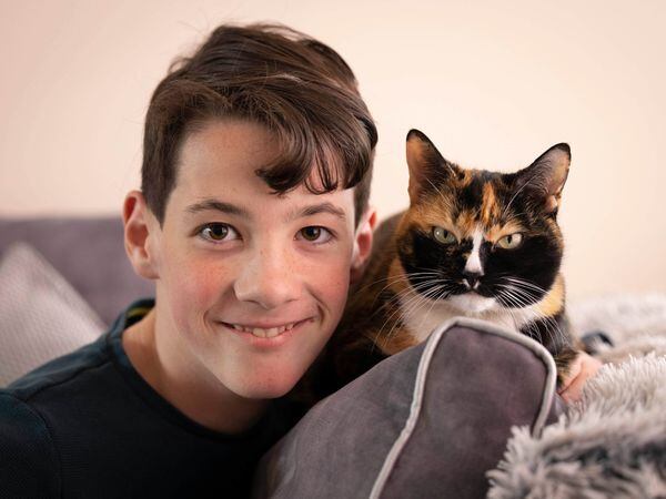 Elliot Abery and his cat Chicken