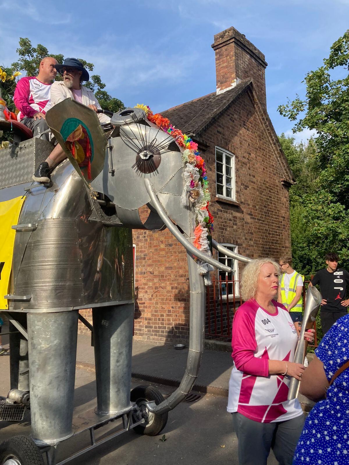A giant metal elephant was part of the relay in Ironbridge