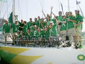 The crew of BP Explorer taking part in the Global Challenge Yacht Race