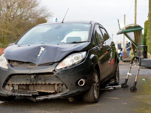 A car hit a baby in a pram and a bus stop on Wombridge Road, Telford