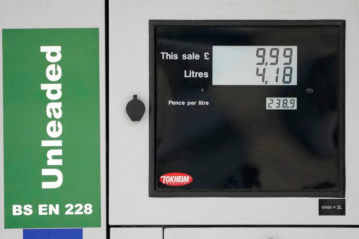An unleaded petrol price of 238.9p per litre at a London petrol station today. (PA Photo/Frank Augstein).