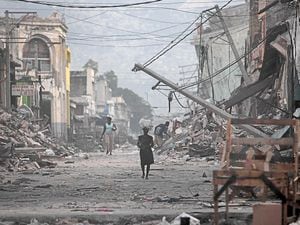 The devastated streets of Port au Prince after the 2010 quake