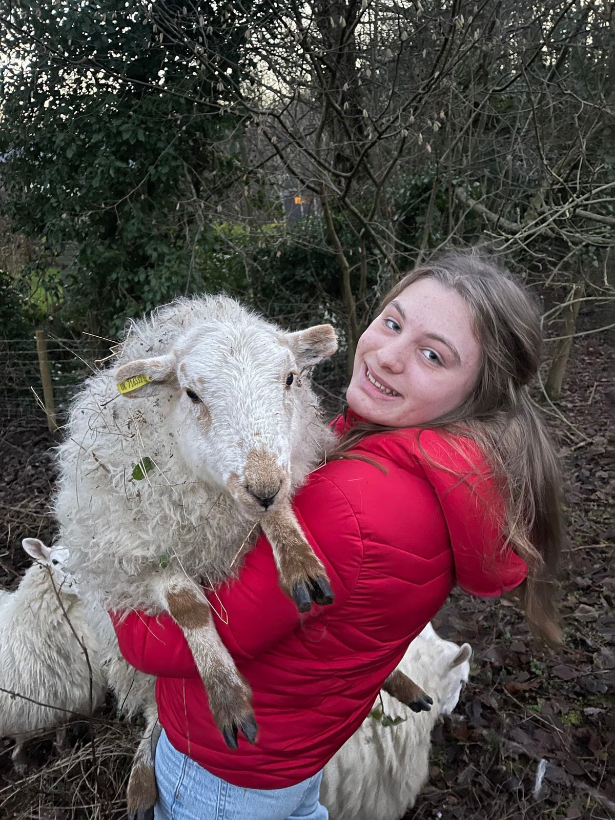 Sophie Jones with one of the lost sheep