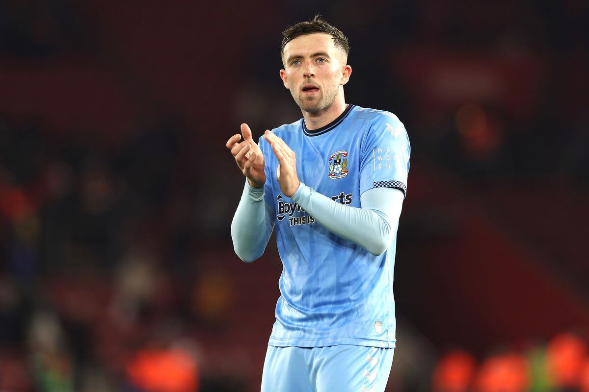 Coventry City's Jordan Shipley applauds the fans after the final whistle in the Emirates FA Cup fourth round match at St. Mary's, Southampton. Picture date: Saturday February 5, 2022..