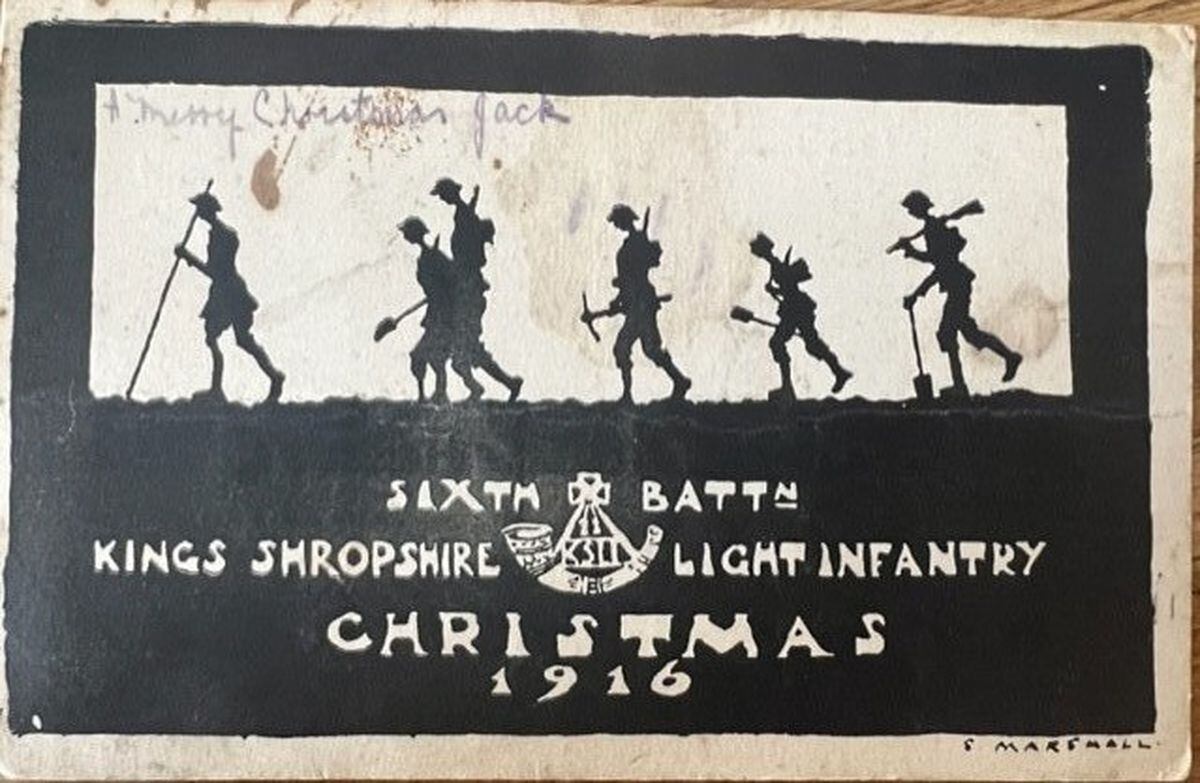The postcard written from Jack to his mother while in France, Christmas 1916