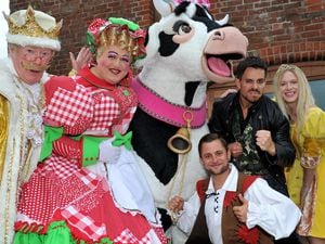 Telford Panto cast of Jack and the Beanstalk, Spencer K Gibbins, Tim Ames, Oliver Mellor, Carl Dutfield and Chloe Barlow