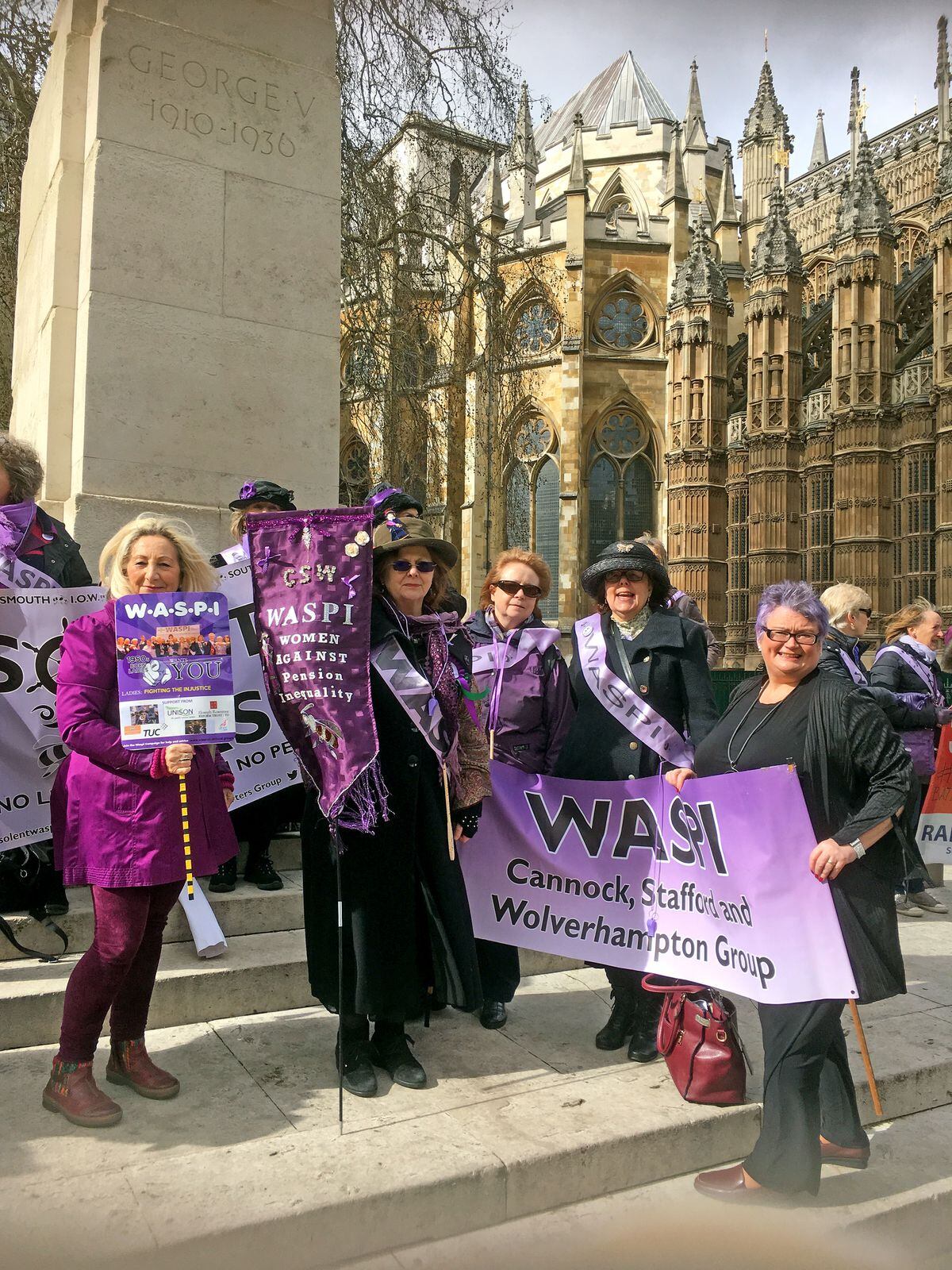 WASPI campaigners outside the House of Commons