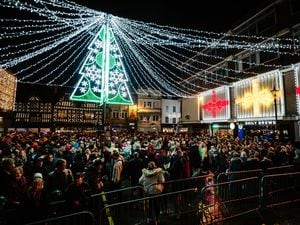 Shrewsbury Christmas Lights Switch On 2021 at The Square in Shrewsbury.
