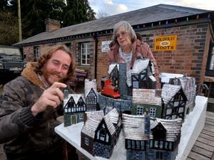 A recent event at the Weighbridge Railway Museum, where Rich Carpenter from Clee Hill, is pictured with his display, originally made for use in a Ludlow shop window, and museum director Lin Dalton.