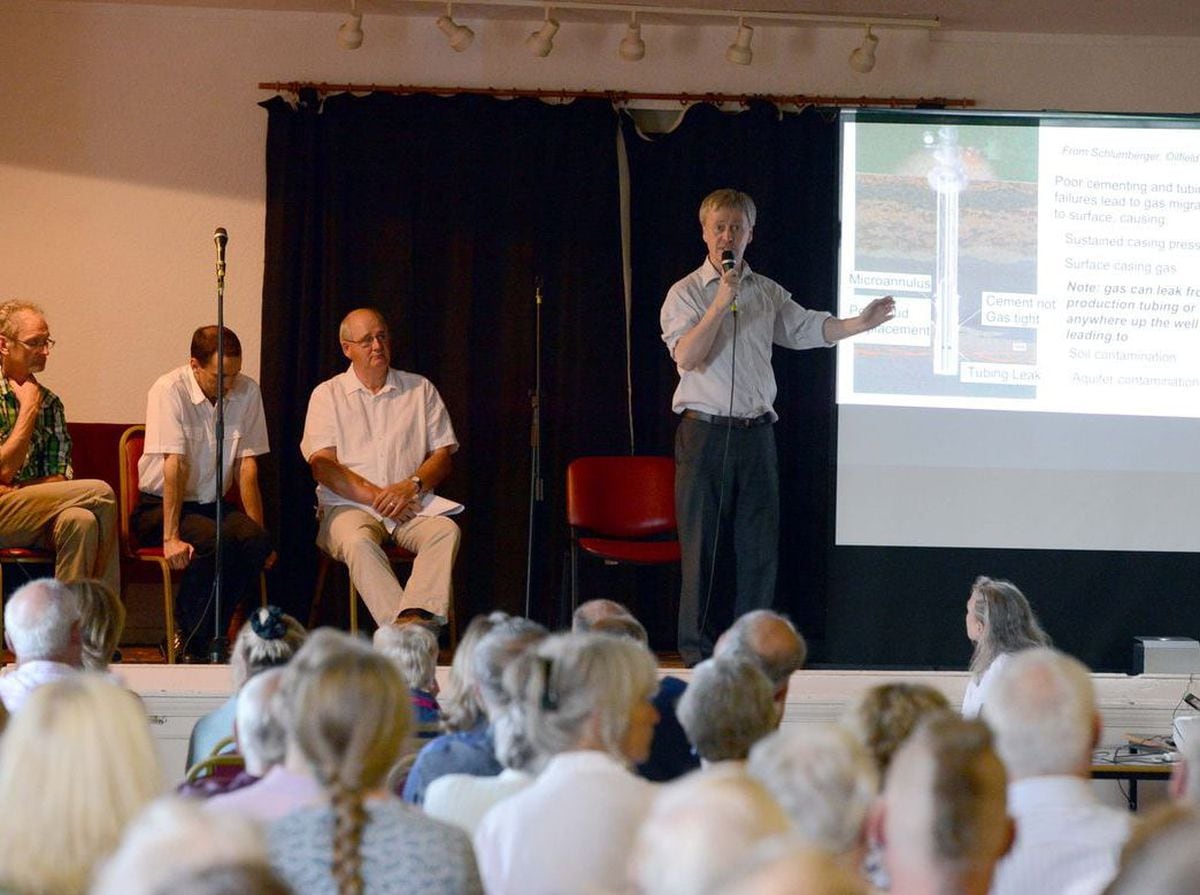 Fracking meeting at the Miner's Institute in St Martins in 2014