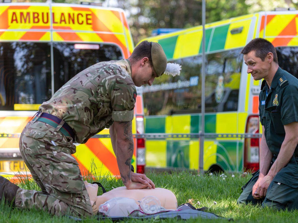 Soldiers training with ambulance crews during the pandemic