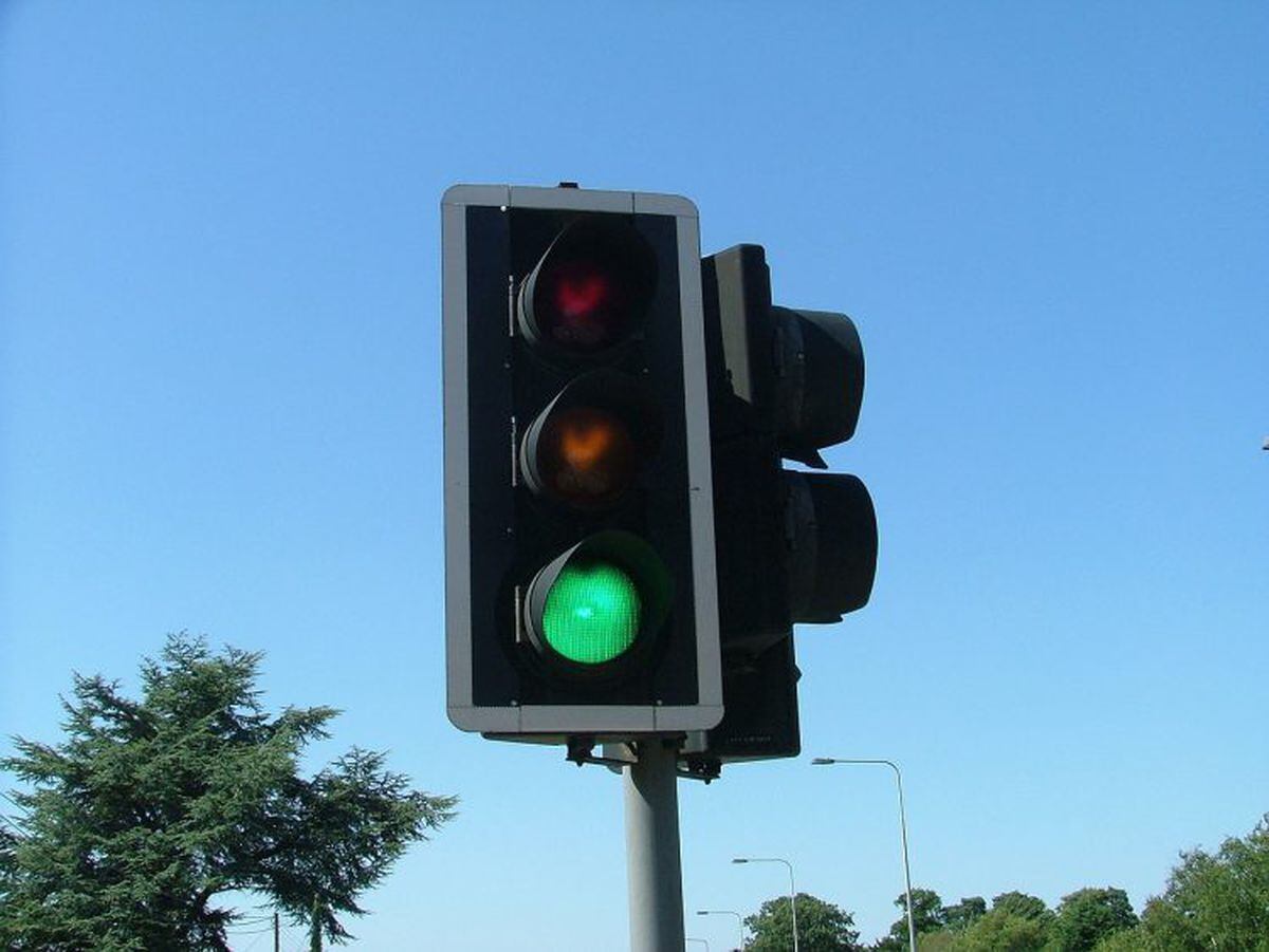 Traffic lights: orange, yellow and grey