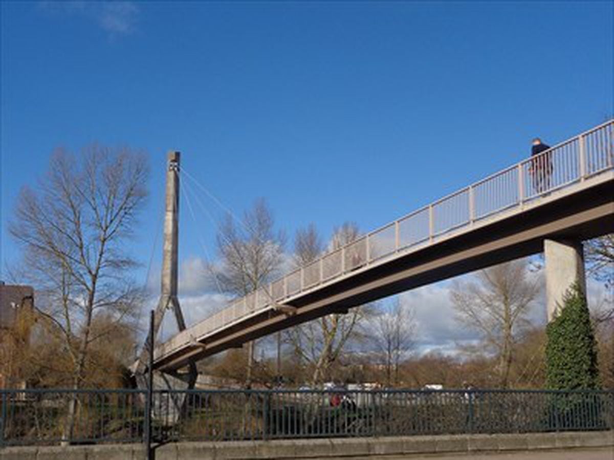 The man was rescued after falling from Frankwell Bridge in Shrewsbury on Saturday afternoon