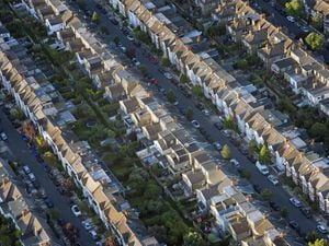 An aerial view of terraced houses in south west London