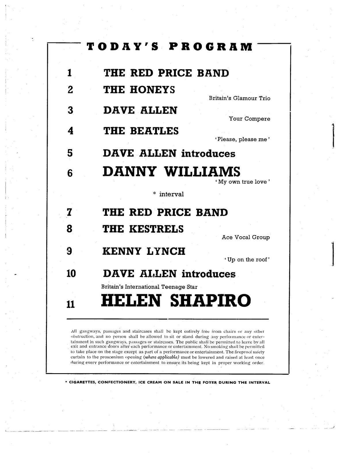The Beatles were still well down the bill when they played the Granada in February 1963 when Helen Shapiro was the headline act.