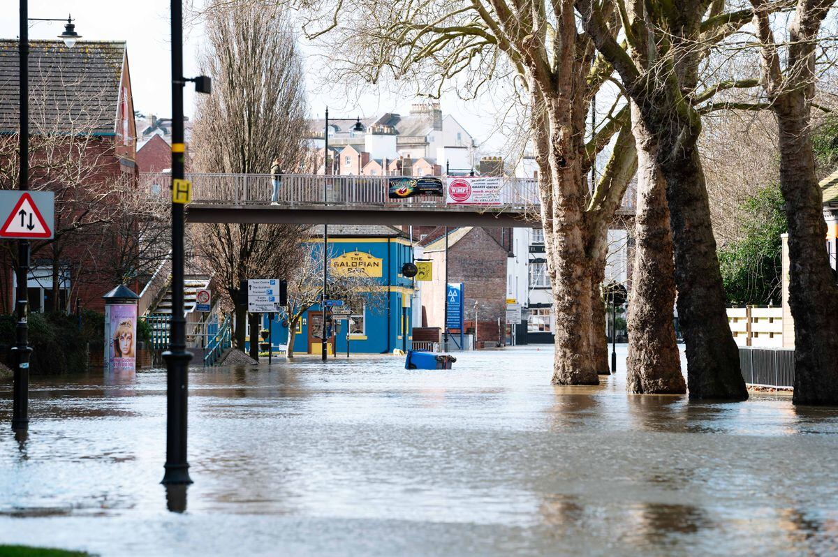 Flooding next to the Premier Inn on Smithfield Road