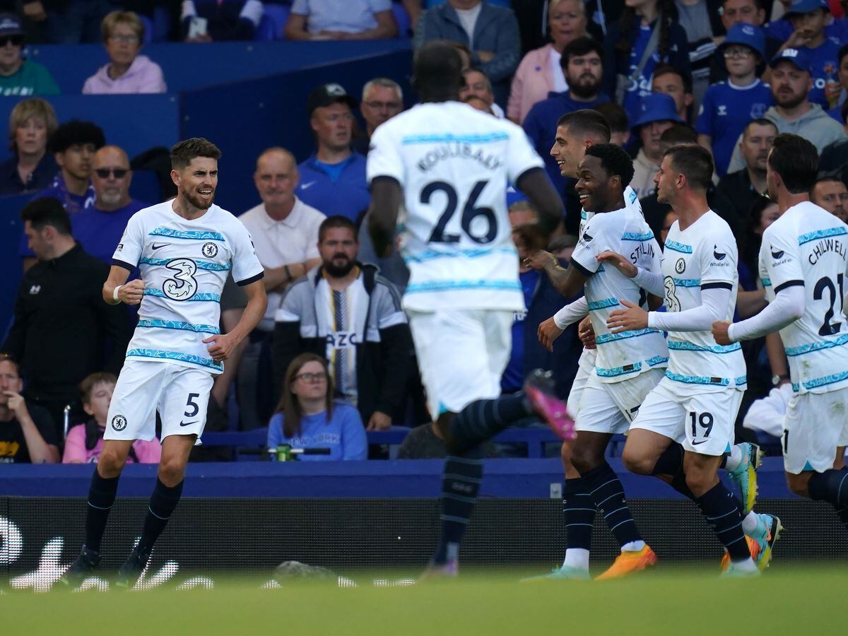 Jorginho (left) celebrates his goal