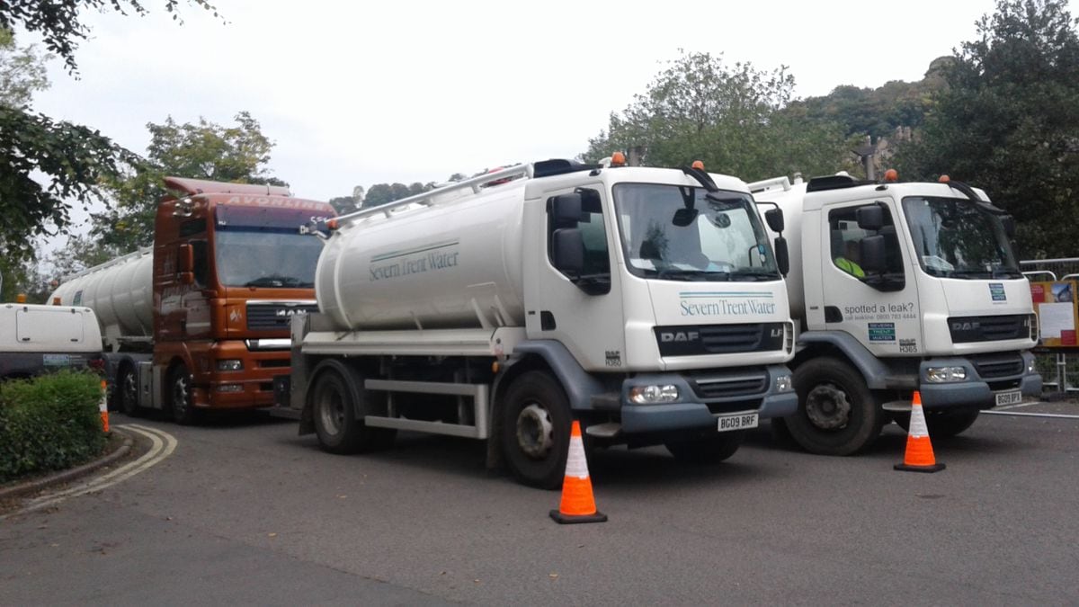 Severn Trent sent 16 water tankers to help with supply while the burst pipe is repaired
