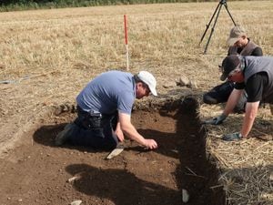 Peter Reavill excavating the hoard