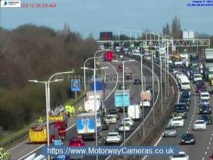 The crash on the M6 is causing long queues. Photo: National Highways