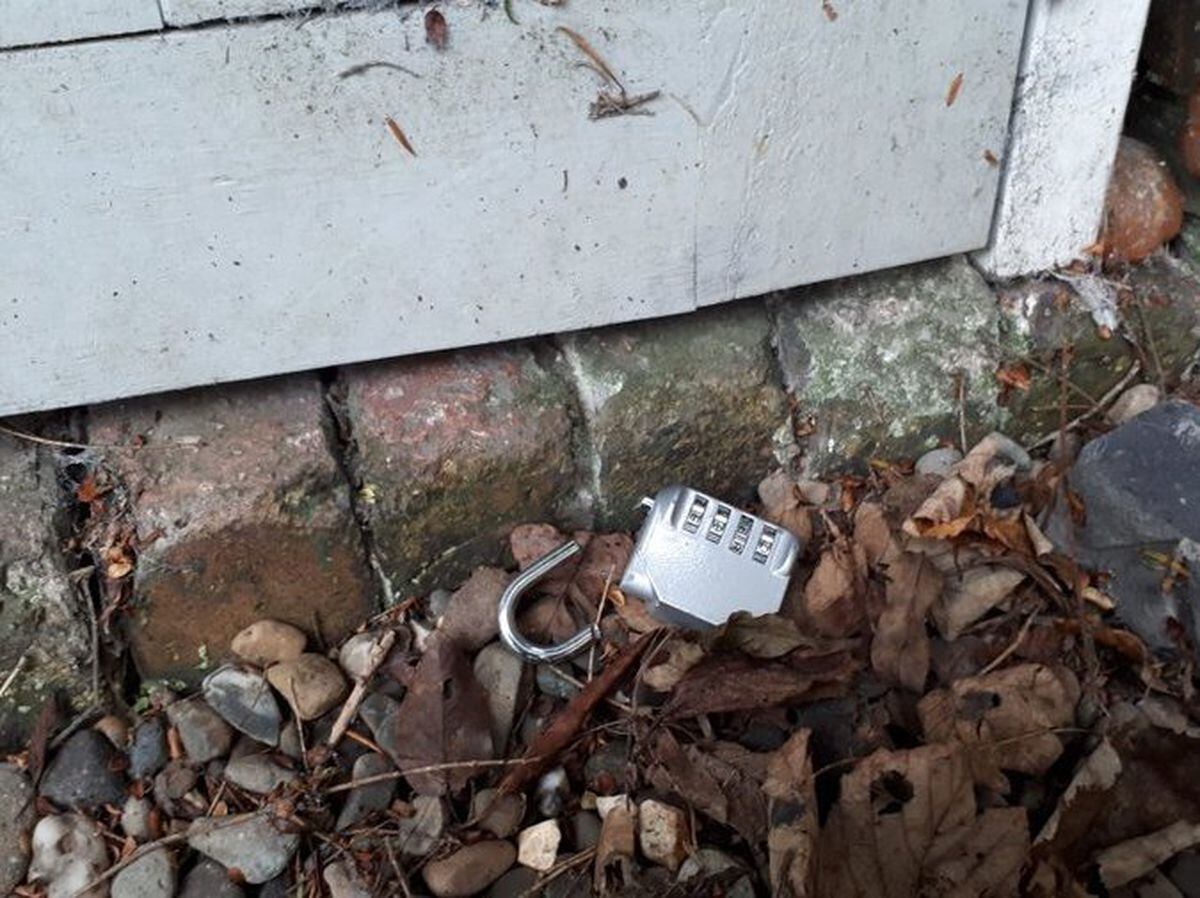 Police tweeted this picture of a busted padlock following outbuilding break-ins