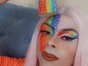 Jordan with Rainbow make-up