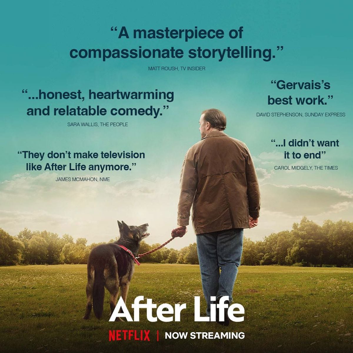 A poster promoting the Netflix series After Life. The image was recently quote Tweeted by Ricky Gervais. 