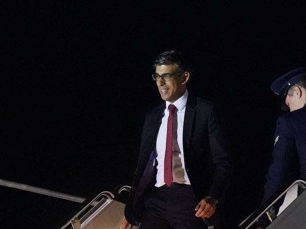 Prime Minister Rishi Sunak arrives at Andrews Air Force Base in Prince George’s County, Maryland, ahead of his visit to Washington DC