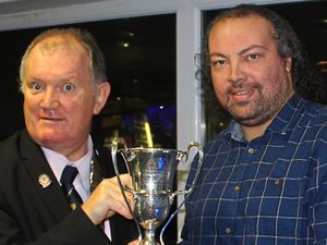 Best in Britain: Mike Potter presents theBritish Senior Merit trophy to Callum Wraight
