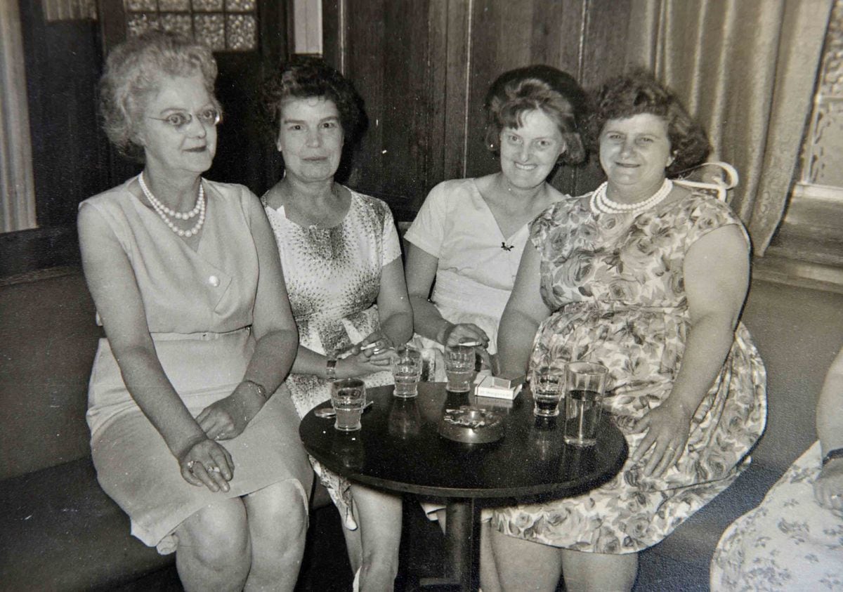 Gladys, second from from left, in her 50s