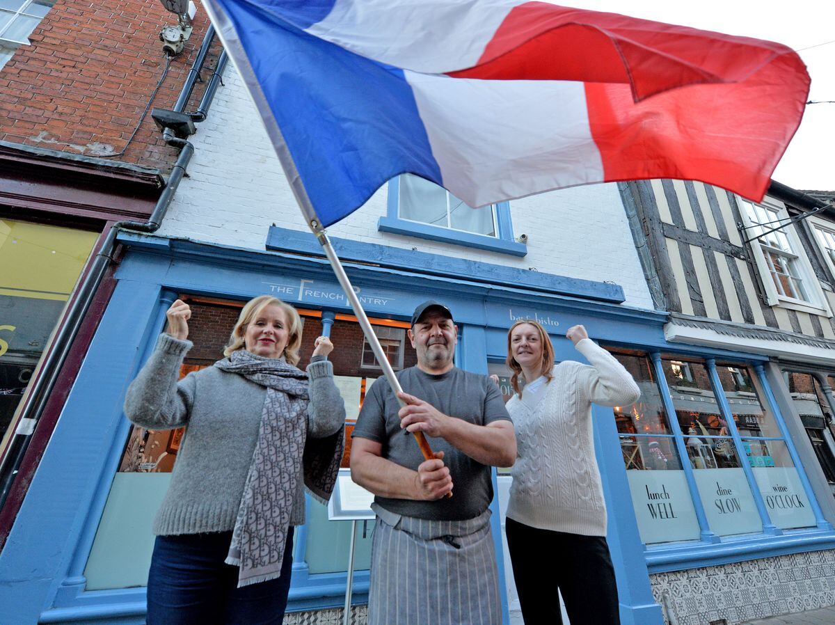 Frenchman Olivier Bossut with wife Lynette and French visitor Catherine Hentgen at their restaurant in Ludlow