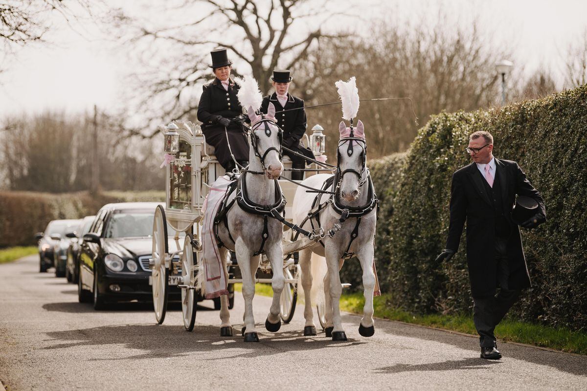 Winnie-Grace's coffin was pulled by horses to the service