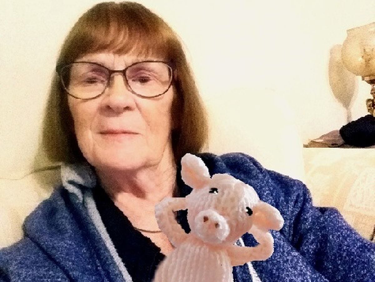 Rita has been knitting the pigs to help get over the grief after losing her husband