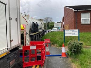 Tankers have been supplying water to Newtown Hospital while engineers work to fix a leak in the area.