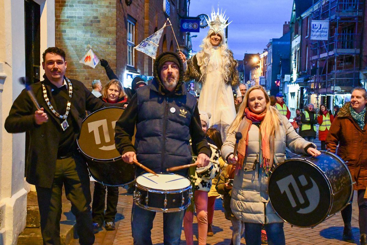 The lantern parade in Oswestry with Mayor, Councillor Jay Moore. Photo: Graham Mitchell