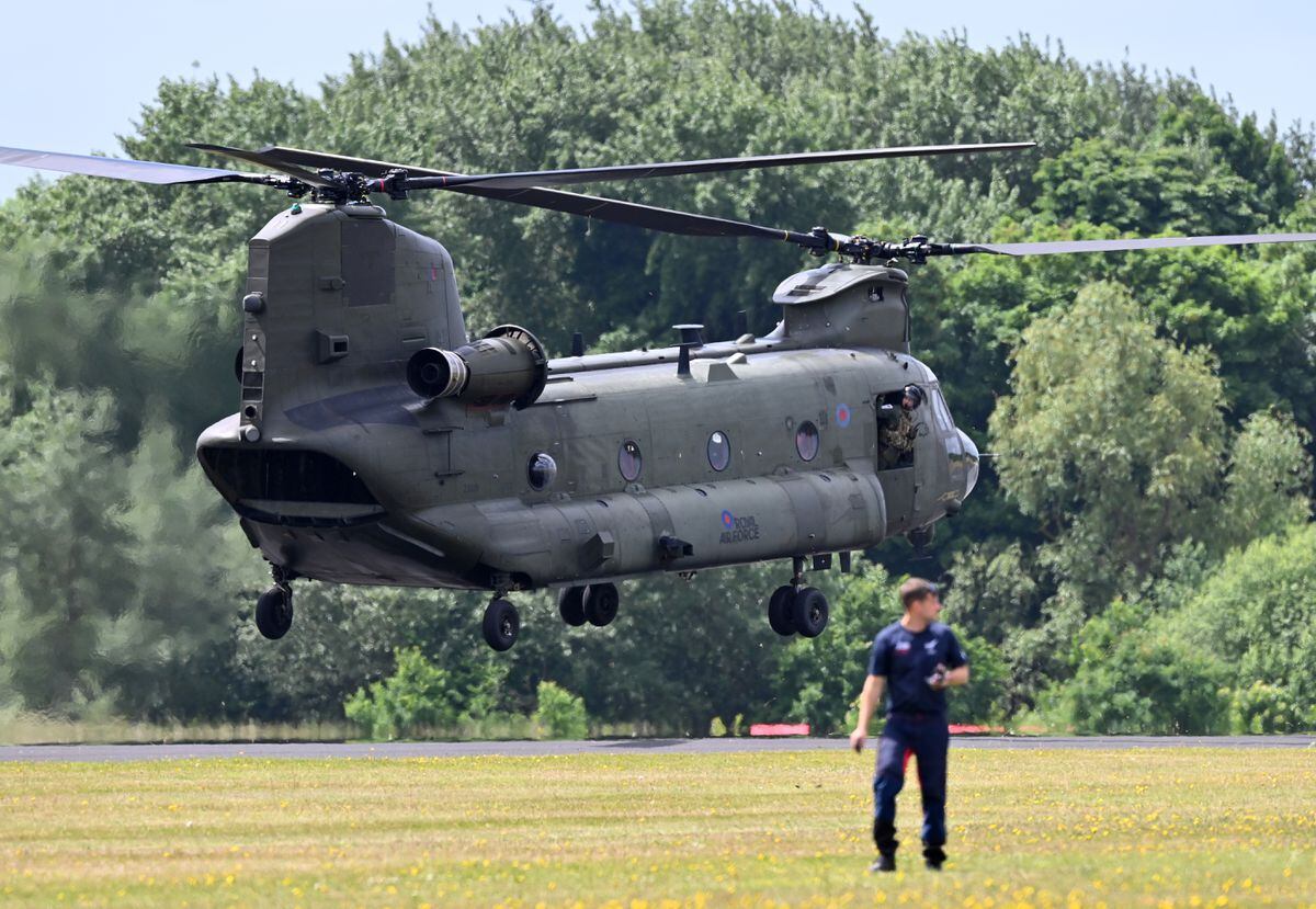 A Chinook takes off