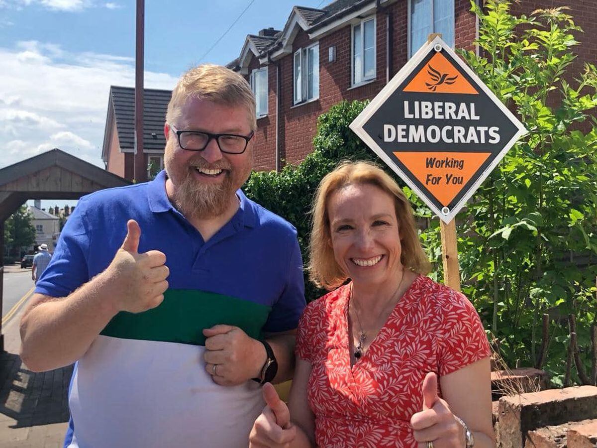 Mark Williams out canvassing with North Shropshire's Lib Dem MP Helen Morgan
