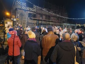 NHS supporters at the December vigil in Ludlow