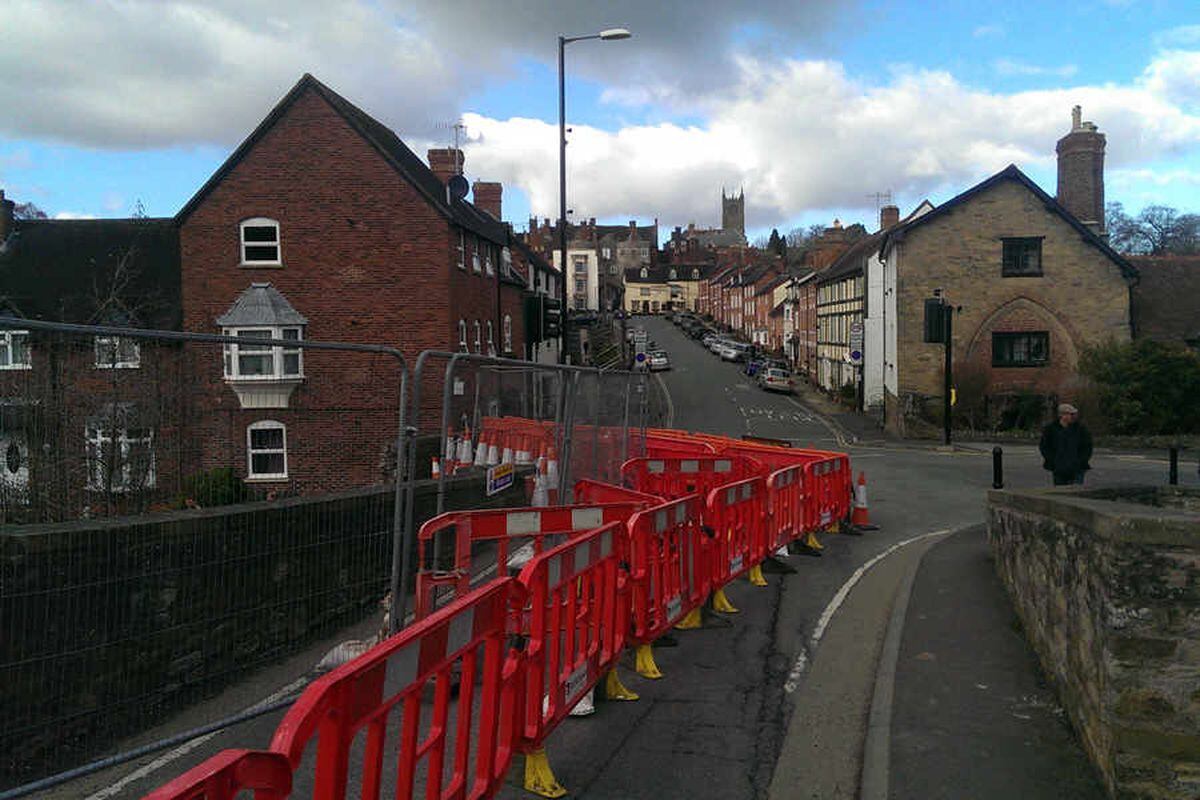 Pictures: Historic Ludlow bridge to be closed for three weeks after part of wall knocked into river
