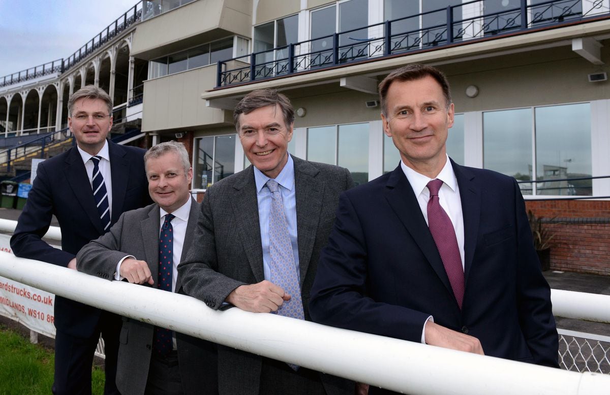 Foreign Secretary Jeremy Hunt at Ludlow Race Course with other MP's  Daniel Kawczynski, Chris Davies and Philip Dunne.